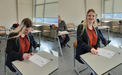 Dajandra tekent voor taalambassadeur