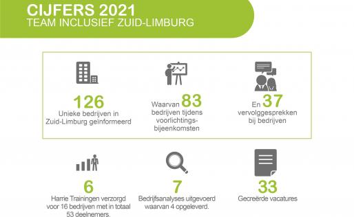 Infographic met de cijfers van Team Inclusief in 2021
