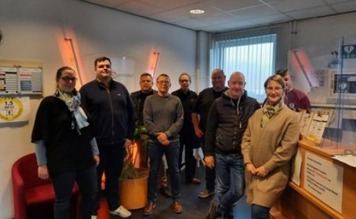Op de foto, van links naar rechts: Claudia Owsianny (Rondo Food), Maxmilian Müller (Rondo Food), Mike Zwartjes (WSP Parkstad), Theo Ramakers (WSP Parkstad), Theo Breukers (WSP Parkstad), Joop Doven (WSP Parkstad), Thei Dekker (WSP Parkstad), Britta Paessens (Rondo Food) en Peter Mijnes (WSP Parkstad).